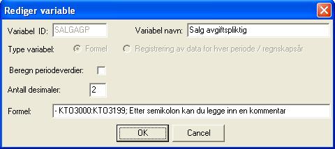 Kap. 9 Tilleggsvariabler Side 51 Periodevalg Vis / Skjul formelvariabler Filtrer på rapport Datatype Tilleggsvariabler finnes av to ulike typer, registreringsvariabler og beregningsvariabler.