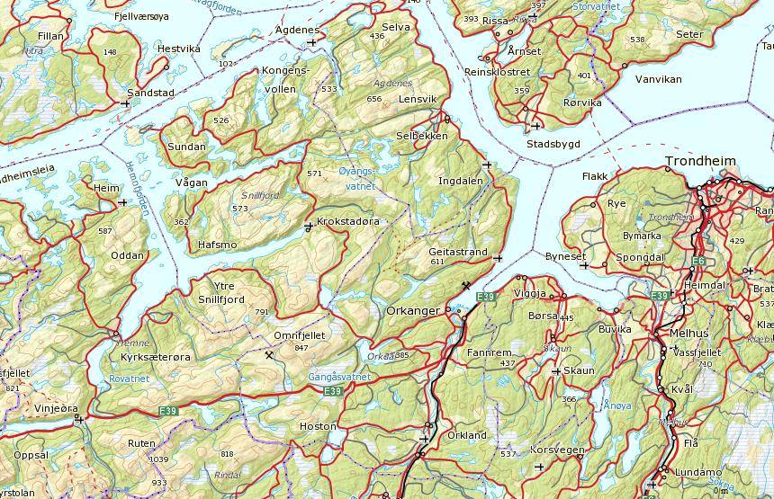 Figur 1. Beliggenhet. Området er merket med en svart ring. Kartet er hentet fra GisLinks karttjeneste. Figur 2 viser flyfoto av området, som ligger mellom Hollaveien i vest og sjøen i øst.