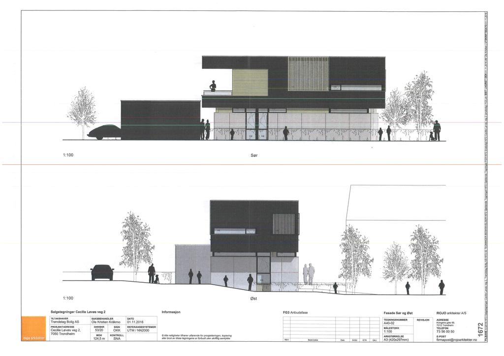 Z C II Sør 1 :1 øst Salgstegninger Ceilie Løvøs veg 2 Infrmasjn FG3 Anbudsfase Fasade Sør g øst ROJO arkitekter AfS SAKSBEHADLER A4-2 712 Trndheim TELEFO 73565 GR/BR SIG REFERASESYSTEMER 5312 UTM I 2