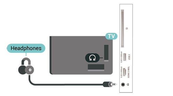 Hodetelefoner Bruke Miracast Du kan koble hodetelefoner til -inngangen på siden av TV-en. Kontakten er en 3,5 mm minijack. Volumet på hodetelefonene kan justeres separat.