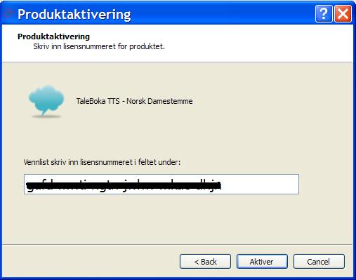 1. Automatisk aktivering (Husk at installasjonen pågår og ikke er avsluttet se Lisensstatusen nederst på forrige side) Aktiver lisensen Du får nå tre valg: 1) Jeg har en full lisens eller prøvelisens