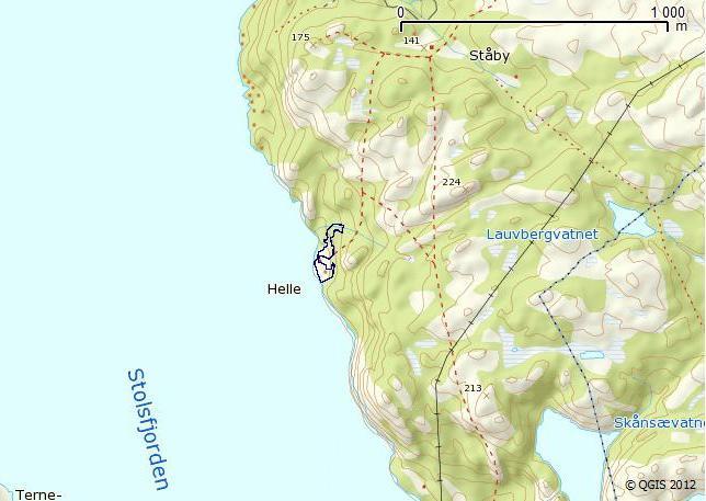 Ortofoto/kart Slåtteengas plassering på østsida av