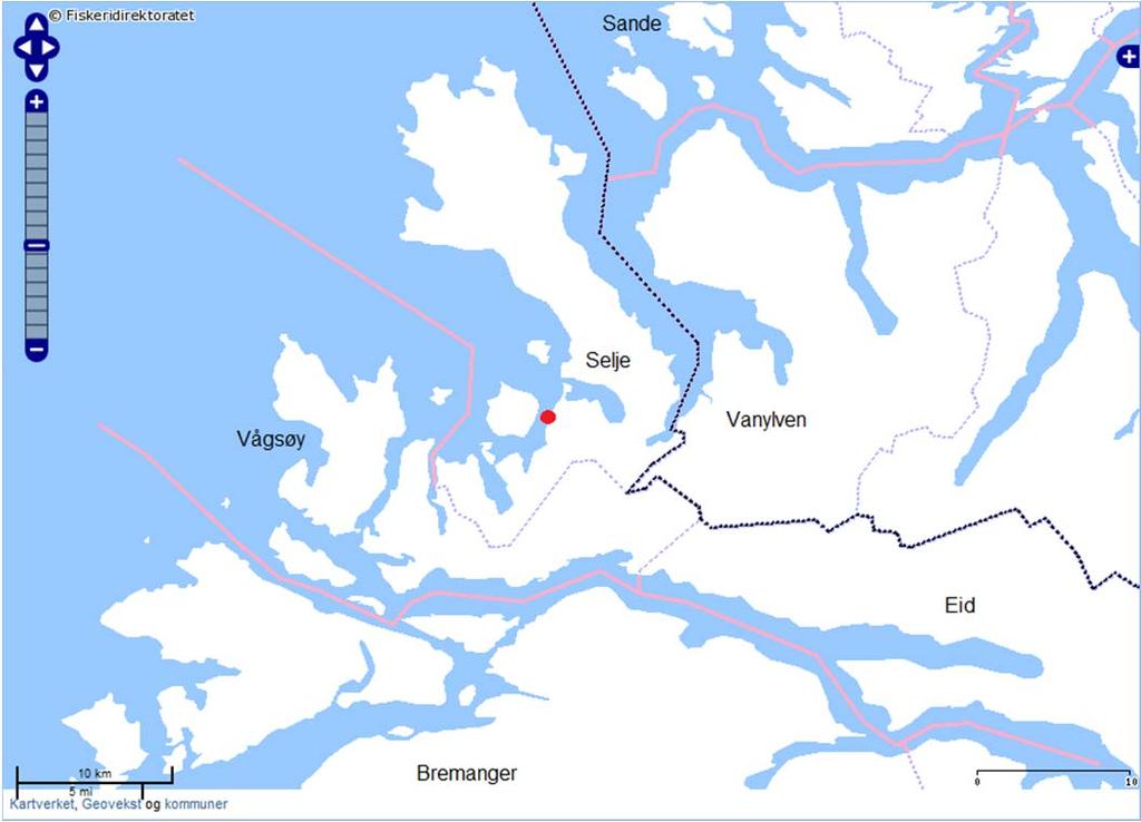KART Figur 1: Oversiktskart fra ytre Nordfjord med lokalitet Rundereimstranda