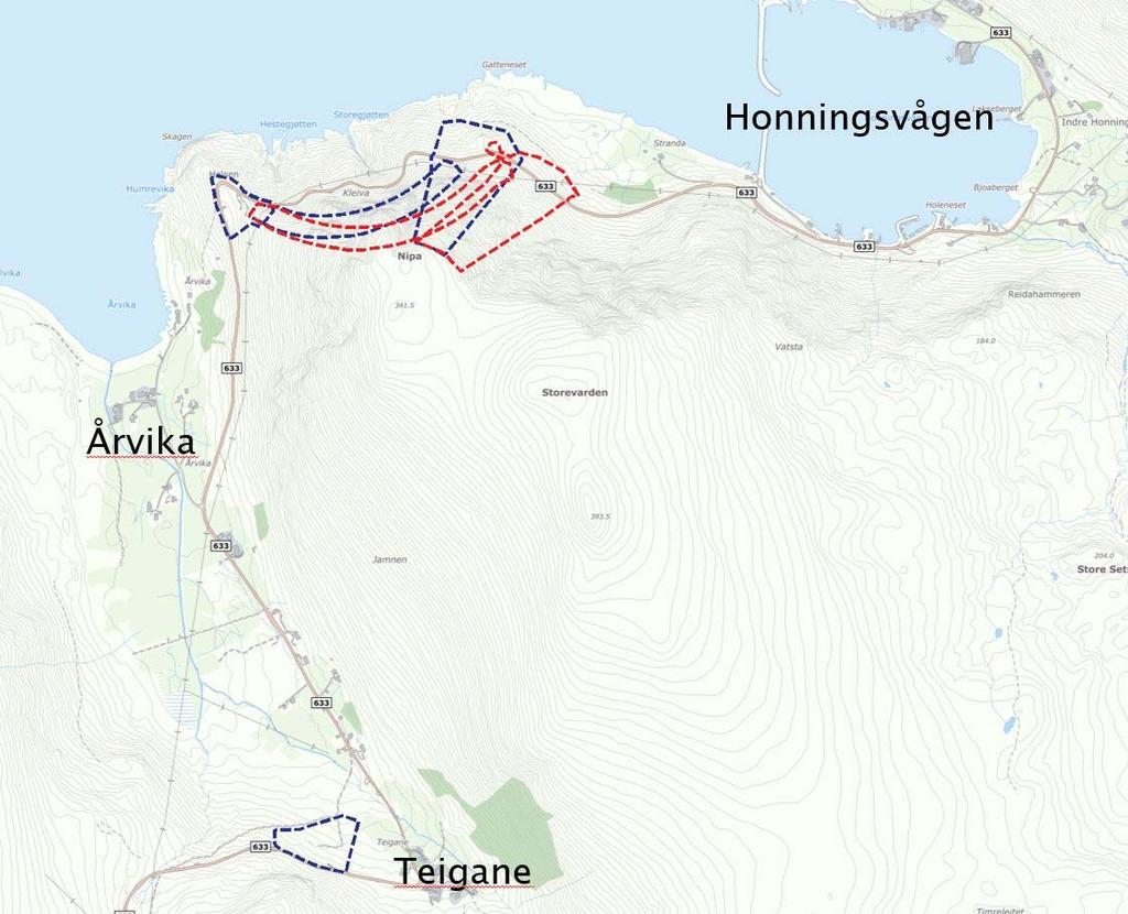 3 Bakgrunn for planforslaget 3.1 Planområdet Fv. 633 går frå Leikanger til Honningsvågen, på Stadlandet i Selje kommune, som ligg heilt nord på halvøya.