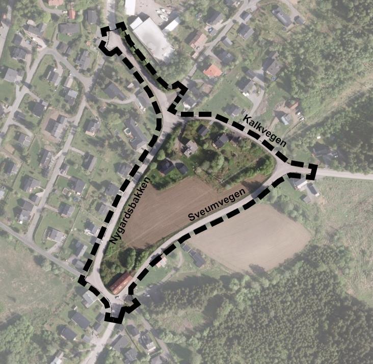 fra tidligere Nygård stasjon. Vegene som omfattes av planen er Nygardsbakken, Sveumvegen, og Kalkvegen.