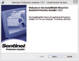 I neste dialogboks velges hva som skal installeres. Sentinel SuperPro : Denne velges ved bruk av USB-port nettverkslås. NetSentinel Server : Denne støttes ikke lenger.