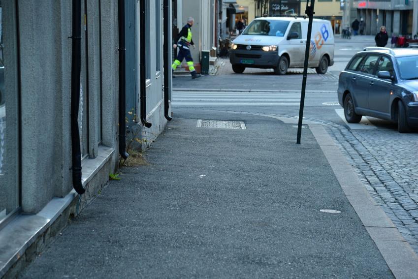 Veiens drenssystem tar imot takvannet Veiprofilet er flomveien,