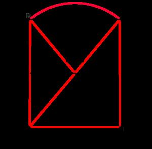 Løsningsforslag b) Vi deler opp arealet i trekantene, og sirkelsektoren.