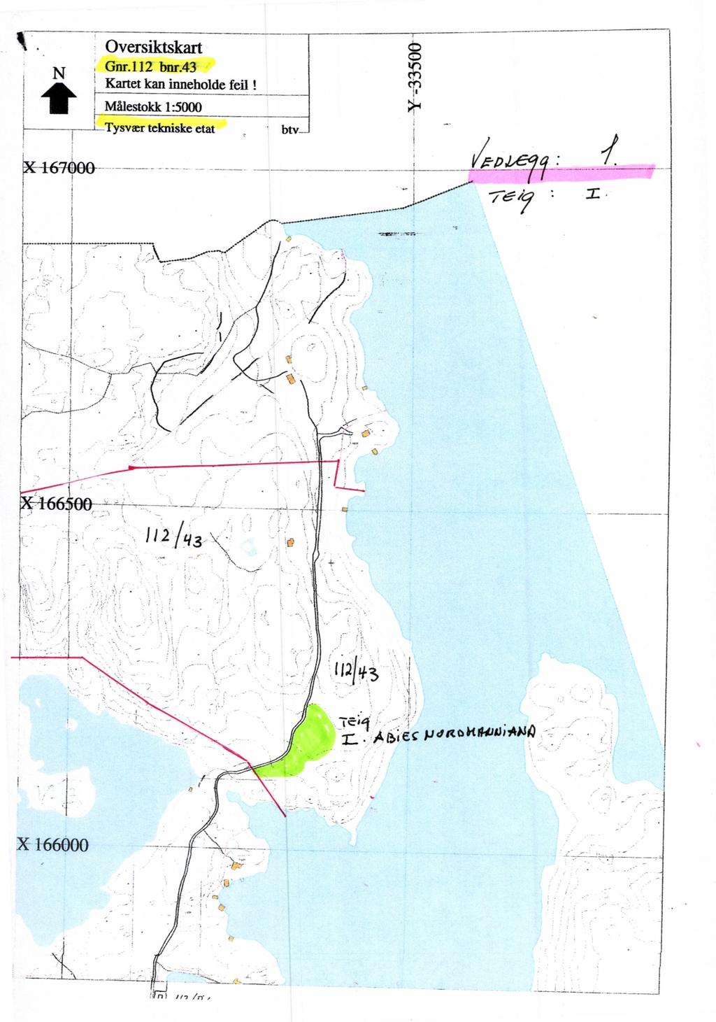 Oversiktskart Gnr.112 bnr.43 Kartet kan inneholde feil!