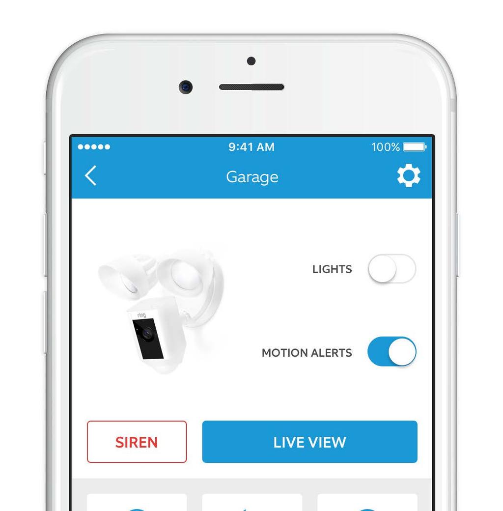 Når installasjonen er fullført, velger du Floodlight Cam i Ring-appen Nå videresendes du til