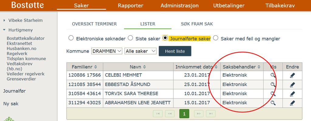 Journalførte saker Listen Journalførte saker viser alle saker for inneværende termin som har status Journalført.