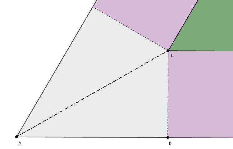 b) Vis at volumet, V (x), i beholderen er gitt ved funksjonsuttrykket V (x) = 3 x ( 60 3 x) 2 Volumet av beholderen vil være gitt som arealet av den innerste (grønne) trekanten, A(x), multiplisert