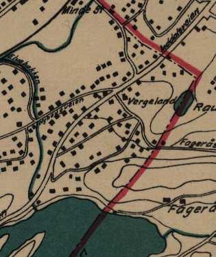 Utsnitt av kart over Bergen fra 1927 Utsnittet viser Wergeland i 1927.