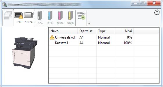 Utskrift fra PC > Status Monitor Fane for utskriftsframgang Statusen til utskriftsjobbene