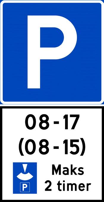 26 Anvendelse Skilt 831 brukes som underskilt til skilt 552 Parkering når parkeringstiden skal begrenses og det er påbudt å bruke parkeringsskive for å angi parkeringstidspunkt, jf
