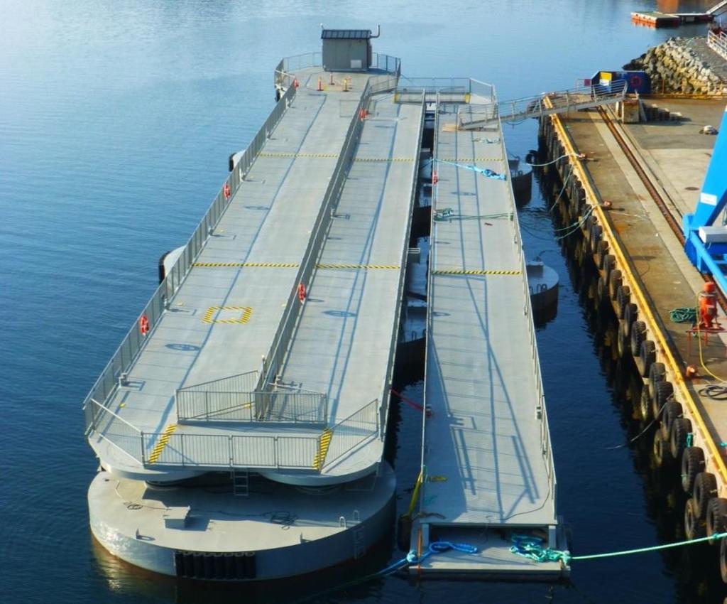 Vedlegg 4: Generell informasjon: SeaWalk og Cruiseskip Fortøyingssystem Side 4 av 6 Illustrasjon: SeaWalk ved kai ved produksjonssted - før videre transport til bestemmelsessted.