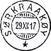 1854 under hvert års dampskipsfart. Fra poststedsfortegnelsen 1894 er navnet skrevet SØRKRAAKØEN. Fra 01.01.1918 endret til SØRKRAAKØY.
