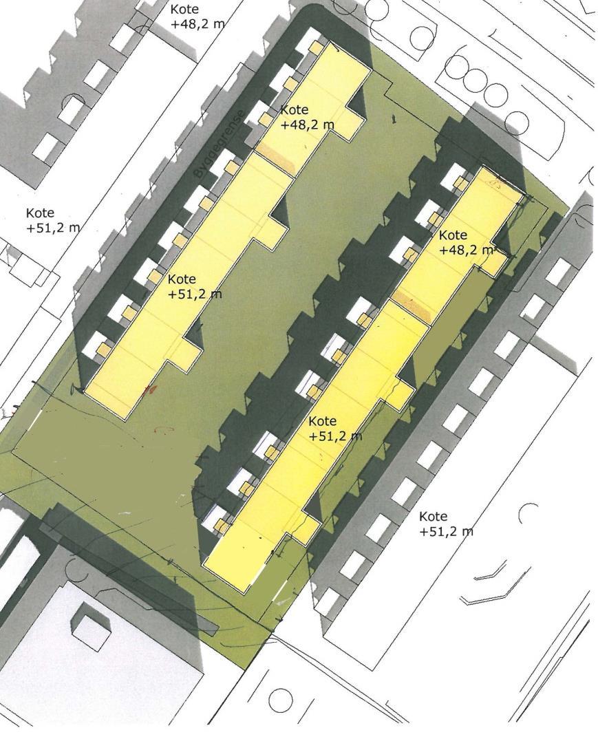 Støyutredning Lade allé 65 11 BEREGNINGSPUNKTER -OG MODELL Ny planlagt bebyggelse er gitt av Solem Arkitektur AS og modellert i støymodellen.