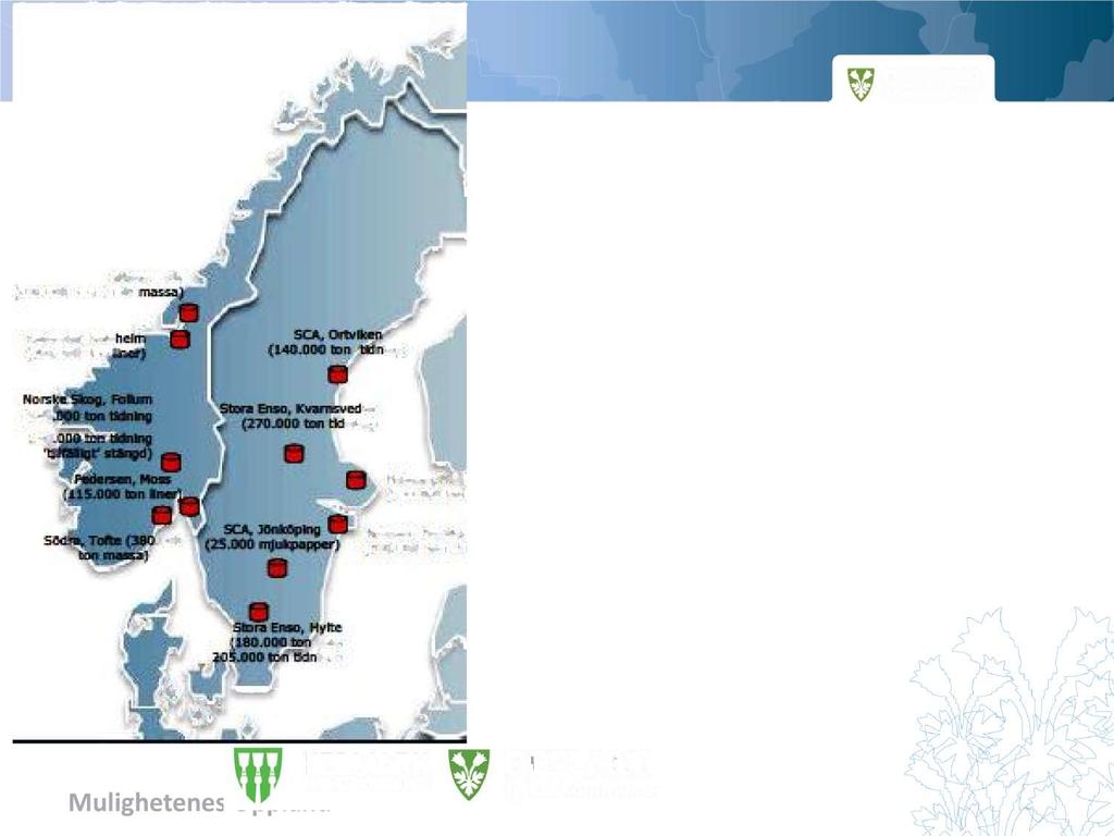 Redusert industriproduksjon i de nordiske landene med ca 5 millioner m fub de siste 2