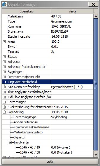 8 Vedlegg 2: Eksempel 2: Vannfall tildelt eget matrikkelnummer før 1980: "Einingar, under dette rettar, som er tildelte matrikkelnummer etter tidlegare regelverk, blir rekna som matrikkeleining og