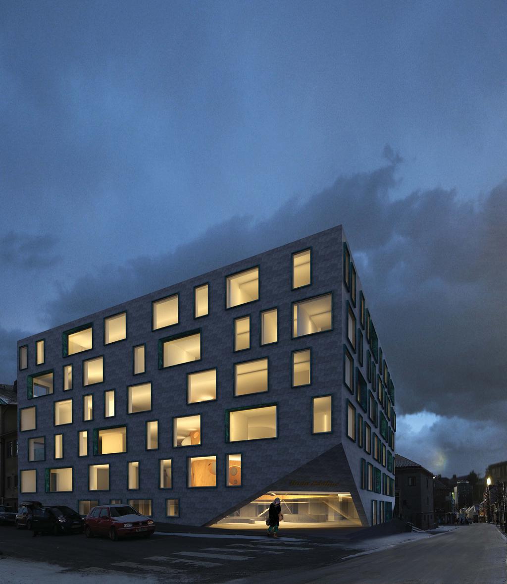 Arkitektkonkurranse // Nye Bodø Rådhus Prosjektet tar utgangspunkt i det eksisterende byggeriets karakteristikk og forbinder de to eksisterende bygningsvolumene med en ny atriumsbygning.