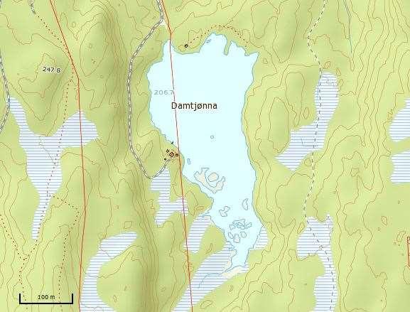 4.33 Stamtjønna Stamtjønna er også gjengitt som Damtjønna på noen kart. Det foreligger relativt dårlig datagrunnlag over vannfuglforekomstene fra lokaliteten.