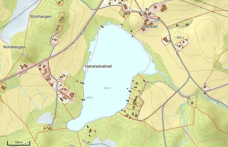 4.16 Hønstadvatnet Det foreligger relativt godt datagrunnlag over vannfuglforekomstene fra lokaliteten. Hønstadvatnet er et av de rikeste ferskvatna for vannfugl i kommunen.