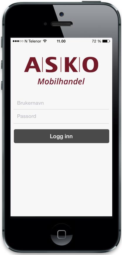 Logg inn i ASKO Mobilhandel ASKO Mobilhandel legger seg på telefonen.