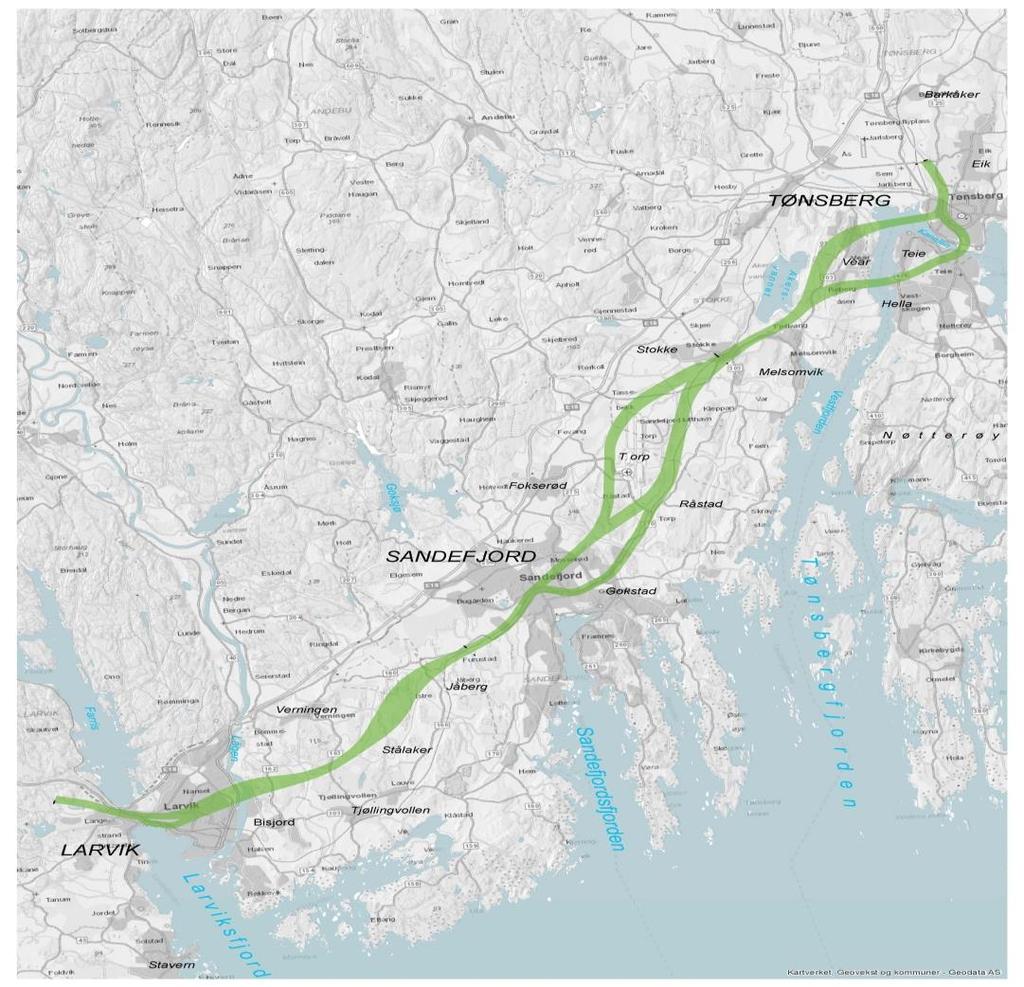 Tønsberg Larvik 40 kilometres of new double-track under planning Reduces travel time by 40 minutes!