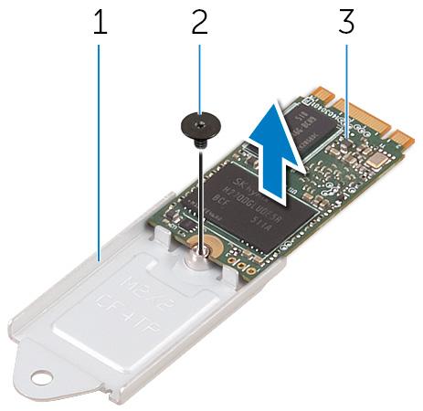3 Snu SSD-stasjonen rundt, skur deretter ut skruen (M2x2) som fester SSDstasjonen til SSD-braketten.