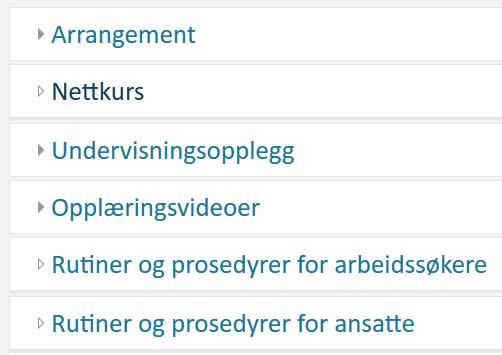 Eksempler på underkategorier kan være: Oversikten som kommer opp, er en listevisning over alle kursene som er lagret i bedriftens kategori.