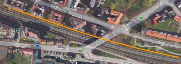 3.3.6 Vurdering Mulighet for å flytte tiltaket lengre ned i Brynsbakken for å oppnå slakere vertikalgeometri for ny utgående Hovedbane (planskilt kryssing Gamlebyen).