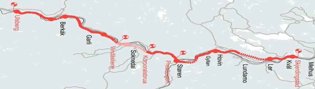 E6 Ulsberg Melhus: Foreløpig kontraktstrategi Ulsberg Berkåkkrysset Vindåsliene Korporalsbrua