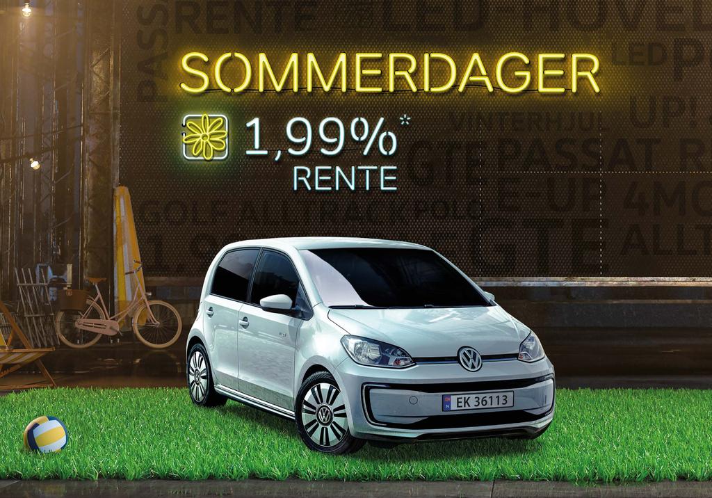 Kjøper du bil før 31.08.2017 får du 1 måned Volkswagen Forsikring levert av If med på kjøpet. 1,99% * Vestfoldpakke Inneholder vinterhjul og serviceavtale 3 år/ 45.000 km e-up!