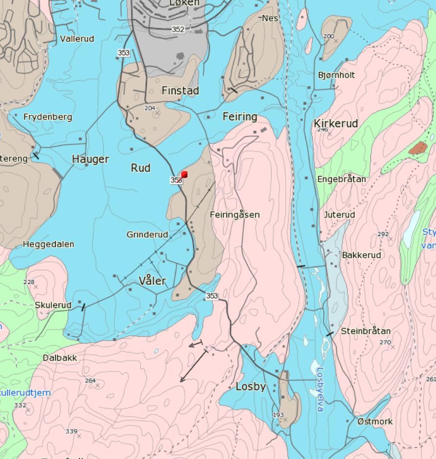 GEOTEKNISK DATARAPPORT, GS-VEG LANGS LOSBYVEIEN 3/5 5 Grunnforhold og topografi Losbyveien går i dag langs dyrket mark og spredt bebyggelser.