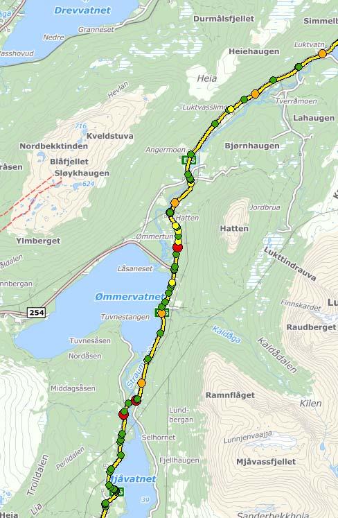 3.2 Trafikkuhell I perioden fra 1990 til september 2015 er det registrert 51 trafikkuhell med personskade/dødsfall på E6 Mjåvatn Angermoen Skjåmyra.