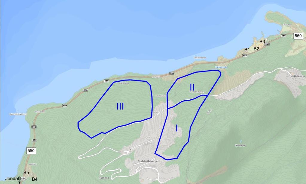 2/7 SKIFERBRUDD KVERNURI, JONDAL KOMMUNE SAMMENDRAG Modellberegningene viser at støynivå ved alle boliger vil tilfredsstille grenseverdien 55 db. Det er ikke nødvendig med støyreduserende tiltak.