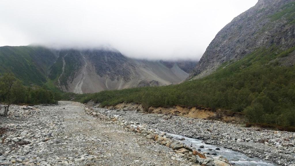 FAGRAPPORT LANDSKAP 11 (15) Figur 2 Bildet viser elva og flomvernet Elva tar deretter en sving mot nord før den renner ned til fjorden.