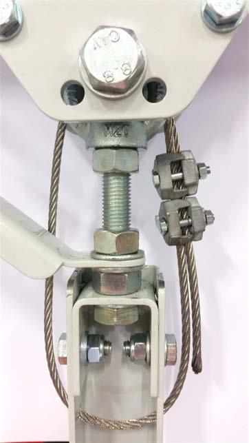 9 Wiresikring for 2 skinner. Oppheng fra 2015: 4 stk.6mm wire 800mm lengde 8 stk. Wire Rope Clamp BG - 600 1. Hjørner sikres ved å tre wire gjennom hull i oppheng, 2.