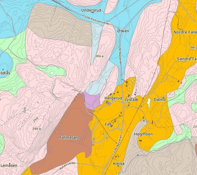 2 Grunnforhold Løsmassekart fra NGU sine nettsider viser antatte grunnforhold.