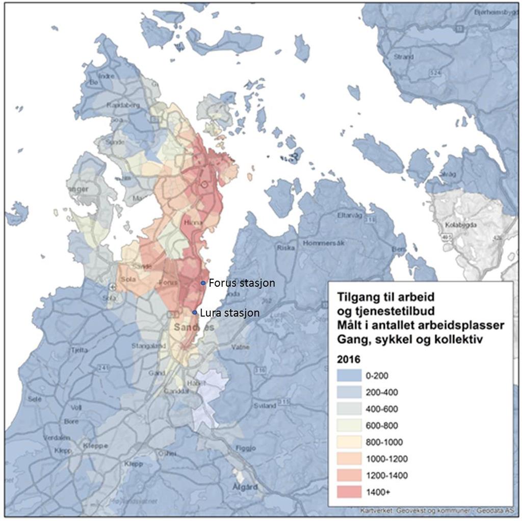 Figur 5 Viser hvilke områder som har å tilgjengelighet til