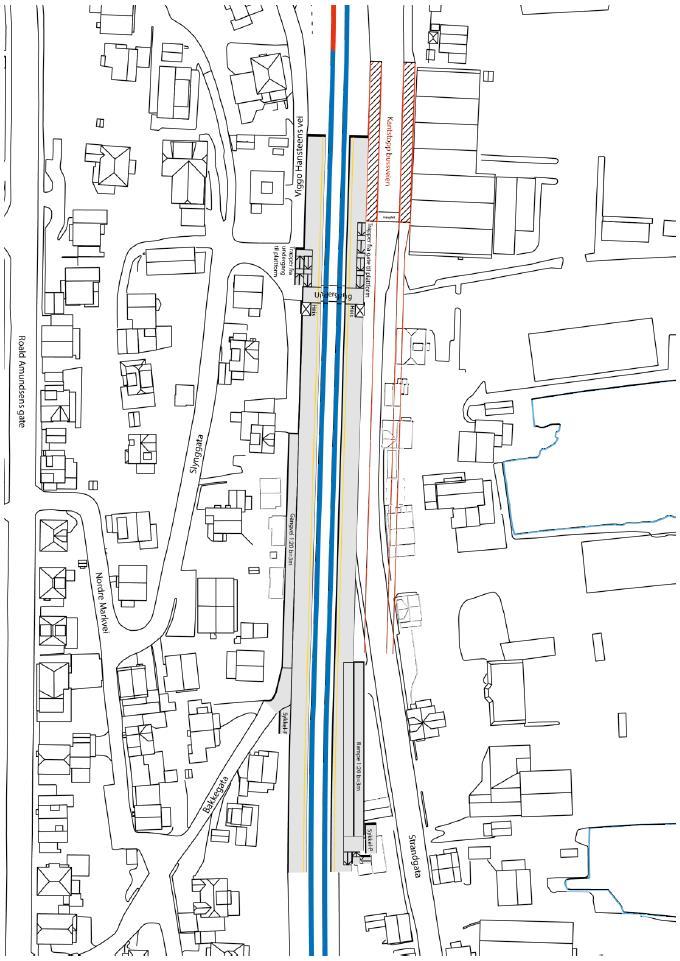 Endringer i kurvaturen, med redusert radius, kan føre til behov for hastighetsbegrensninger for fjerntog. Det må bygges ny bru for Stavangerveien, med spenn over to spor og to plattformer.