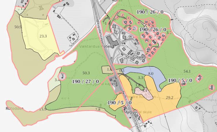 5 Vurderinger av planområdet 5.1 Generell beskrivelse Planområdet ligger i Stugudalen i Tydal kommune, med området for Væktarstua hotell og omkringliggende fritidsbebyggelse som hovedelementer.