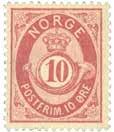 ELDRE FRIMERKER NORGESALBUM 1886/93 Posthorn (20 mm.) 27 NK 50 b 2 øre mørk brun, stående vm., stemplet 75,- 28 NK 50 c(f) 2 øre rødbrun, stående vm., stemplet *) 29 NK 50 c 2 øre brun, liggende vm.