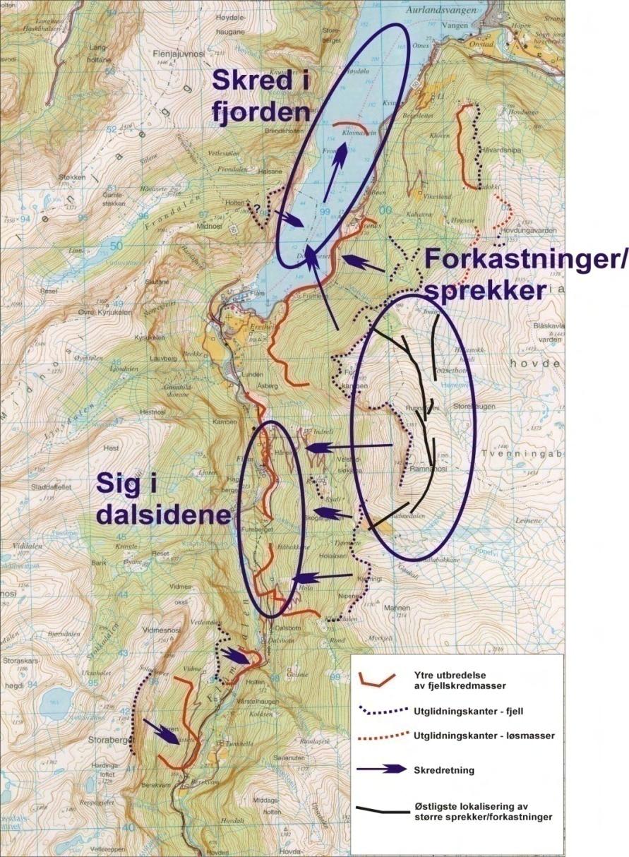 1. Innledning Det har vært foretatt en rekke undersøkelser av de ustabile fyllittområdene i Aurland og Flåm.