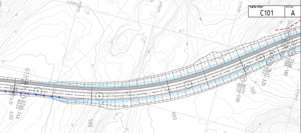 GEOMETRI OG UTFØRTE GRUNNUNDERSØKELSER For en fullstendig oversikt over utførte grunnundersøkelser i området vises det til egen datarapport utarbeidet av Rambøll, Rapport nr.