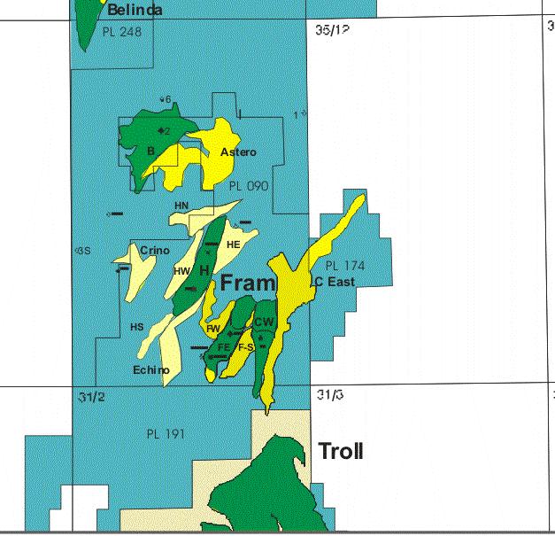 1 Feltets status Fram består av Fram Vest og Fram Øst som begge omfattes av utvinningstillatelse 090. Fram Vest ble godkjent ved kgl. res. av 23.03.2001. Produksjonen startet 02.10.2003.