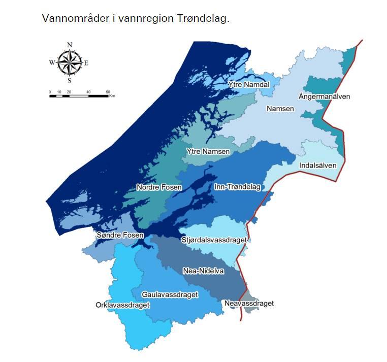 Organiseringa av Trøndelag vannregion framgår av figuren nedenfor. Vannregionmyndigheten har vedtatt at Trøndelag vannregion skal organiseres i vannområder (VO på figuren).