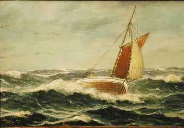 november 2002 - solgt for kr 26.000) 1927 Storm i Nordsjøen 26 x 38 cm 179 Olje på lerret, signert nede til venstre. (Johan Albert Mohns auksjon 24.