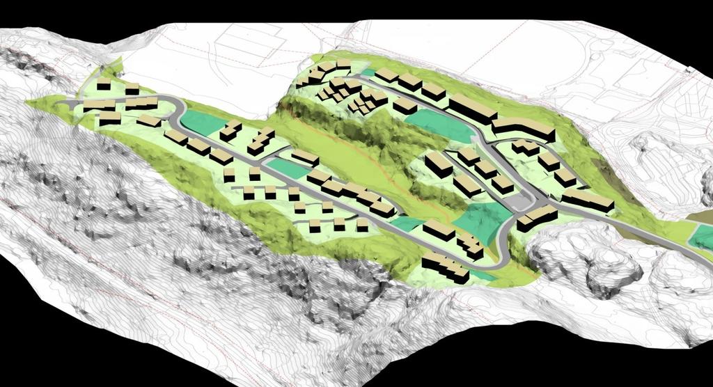 1 SAMANDRAG Planforslaget tek utgangspunkt i eit 120 daa stort område som vart avsett til framtidig bustadbygging under siste revisjon av kommuneplanens arealdel i Osterøy kommune.